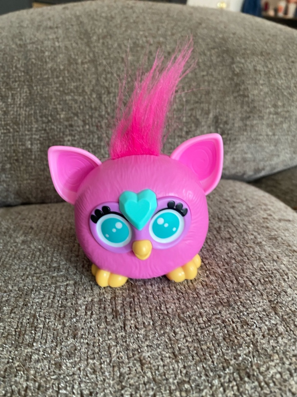 Pink Furby Toy with Turquoise Eyes